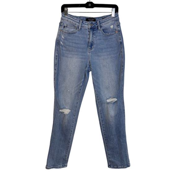 Judy Blue Mid Rise Americana Flag Boyfriend Jean Size 28 Distressed Patriotic - Picture 3 of 11